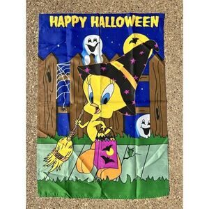Looney Tunes Tweety Bird Halloween Garden Flag Witch Broom Witch LARGE 29"x41"